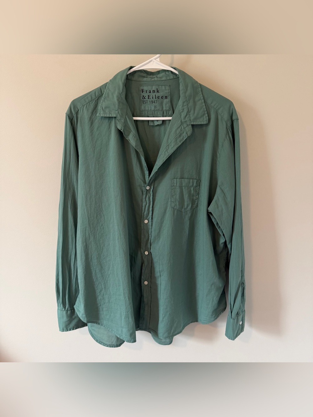 Frank And Eileen Eileen Relaxed Button Up Shirt Green Women’s Size XL Organic